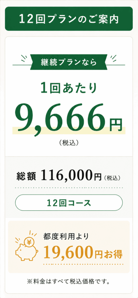 FORMY12回プランの料金説明
