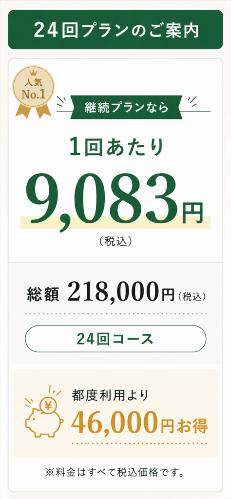 FORMY24回プランの料金説明